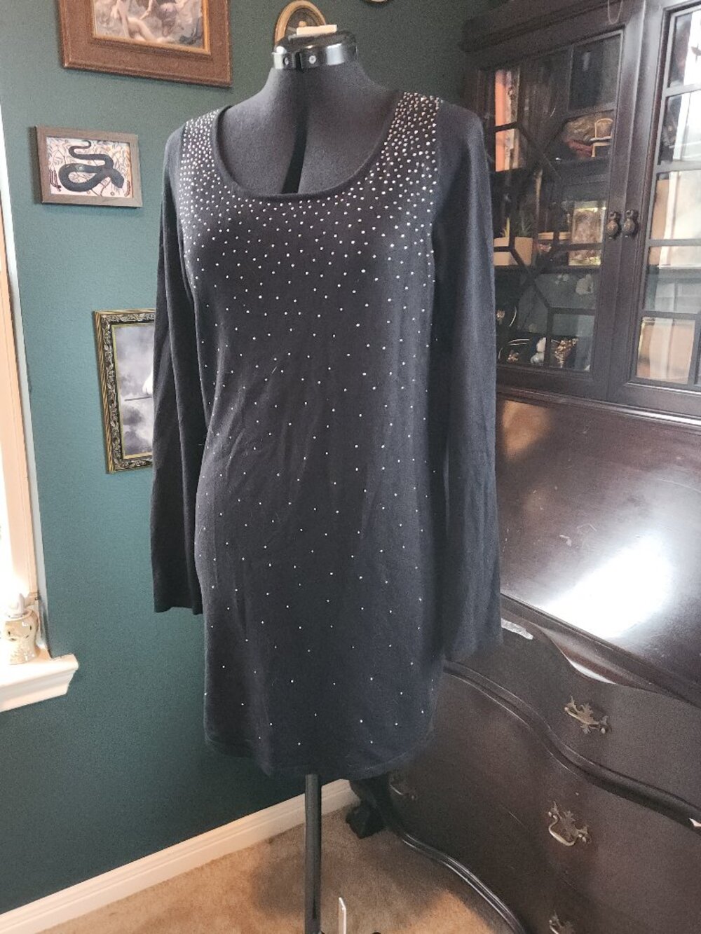 I Jeans by Buffalo - Mini Long Sleeve Dress with Chrome Rhinestones